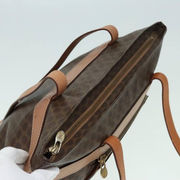 CELINE Macadam Canvas Tote Bag Pvc Leather Brown Gold - Picture 6 of 16